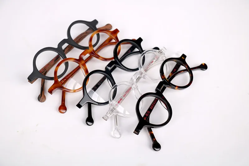 Small Vintage Round 37mm Hand Made Glasses Full Rim Eyeglass Frames Men Women Myopia Rx able