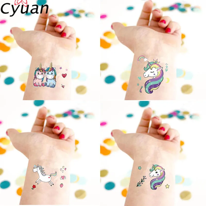 

Cyuan 3Pcs Unicorn Tattoo Unicorn Party Tattoo Stickers Kids Happy Birthday Party Decoration Waterproof Temporary Tattoo Decor