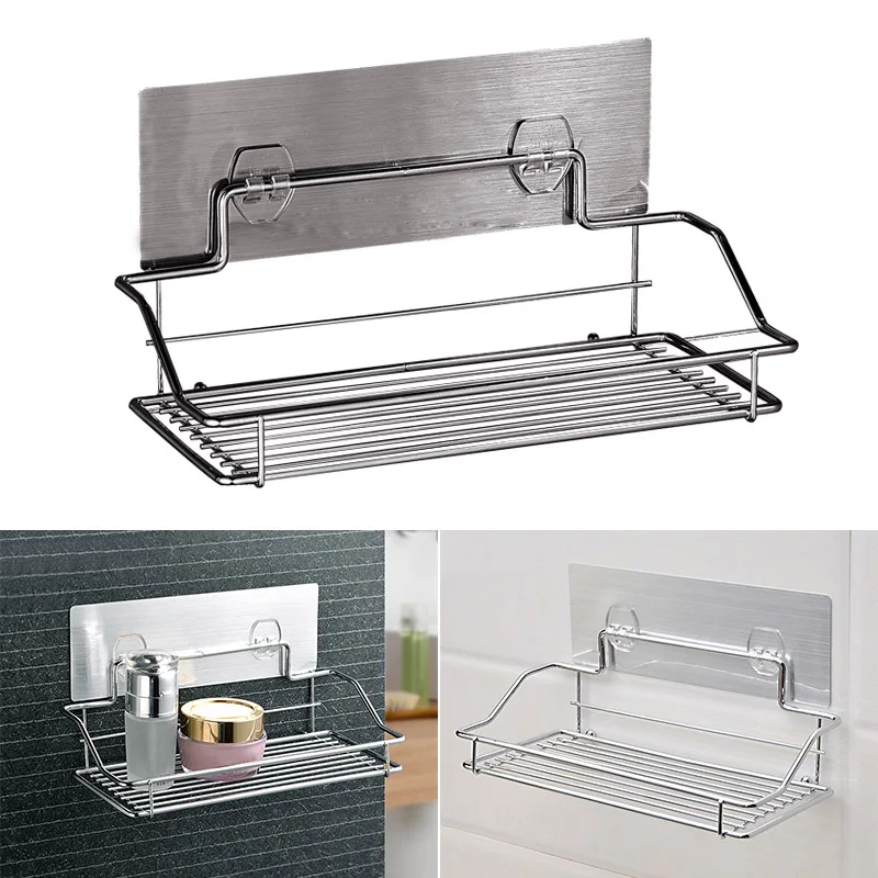 

Newly Stainless Steel Suction Cup Sponge Towel Organizer Wall Mounted Storage Holder for Kitchen Bathroom