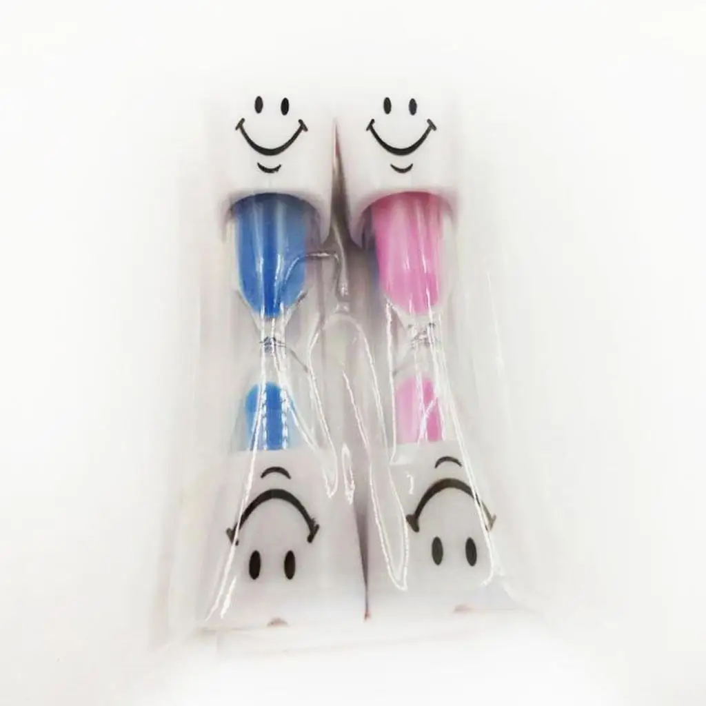 2Pcs Children Smile Face Toothbrush Sandglass Hourglass Sand Timer 3 Minutes