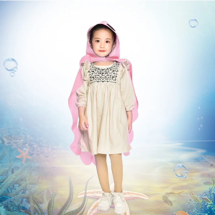 D.Q.Z Soft Chiffon Marine Costume  Cute Cape Hawaii Huge Cloak Circus Show Souvenir Gifts New Year's Costume Birthday Gifts