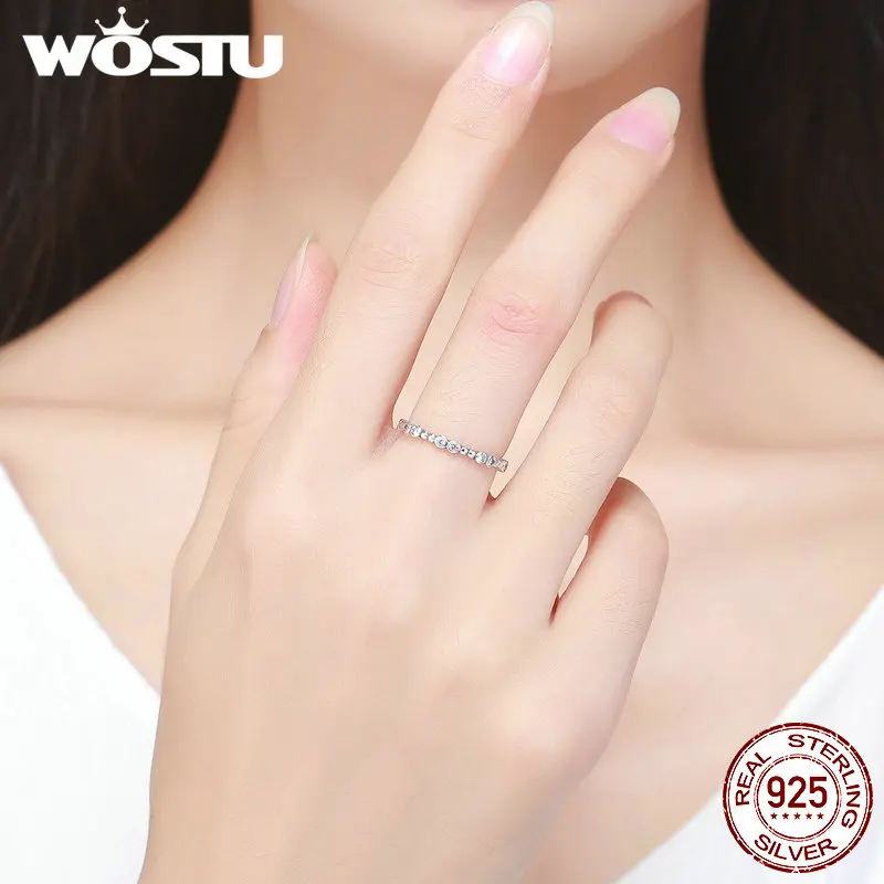 Женские складные кольца WOSTU из стерлингового серебра 925 пробы в простом стиле для