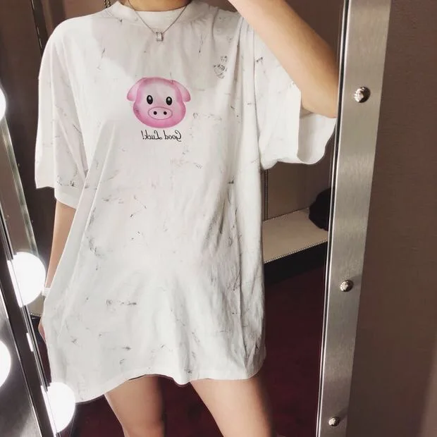 

Vetements T Shirt Men Women Streetwear Piggy Rainbow Calendar 19ss Oversize T-shirt Harajuku High Quality Vetements Mesh Top