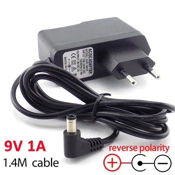

AC DC 9V 1A 1000ma Power adapter reverse polarity Converter adaptor Inside Negative EU 5.5mm x2.5mm Power supply plug cable