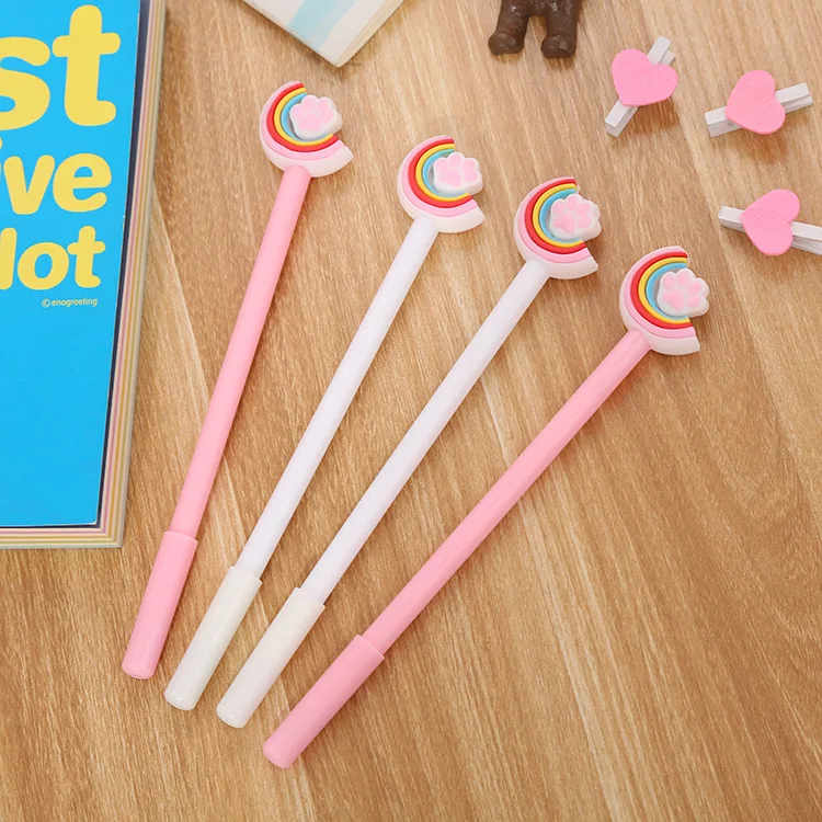 

2 pcs/lot Rainbow Cat claw Gel Pen Cute 0.5 mm black ink Neutral pens for writing office school supplies stationery gift