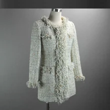 Твидовая куртка пальто и длинные секции Осень/Зима Новое Женское пальто маленькое ароматное ветровое тонкое пальто куртка дамское пальто