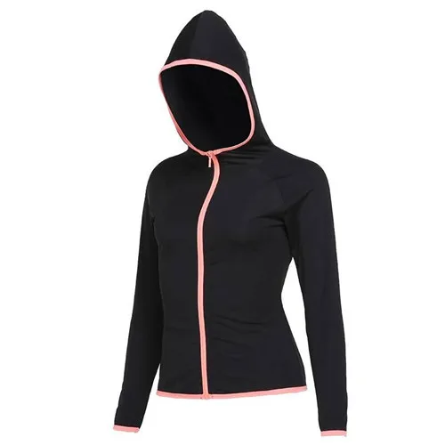 LANTECH женский свитер с капюшоном для бега, куртка, облегающая Спортивная одежда на молнии для йоги, фитнеса, тренажерного зала, одежда с капюшоном, топы - Цвет: 715706