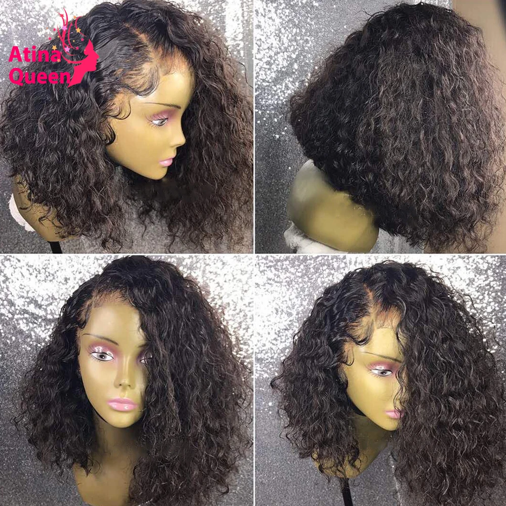 Brazilian-Virgin-Curly-Bob-13x6-Deep-Part-Short-Lace-Front-Human-Hair-Wigs