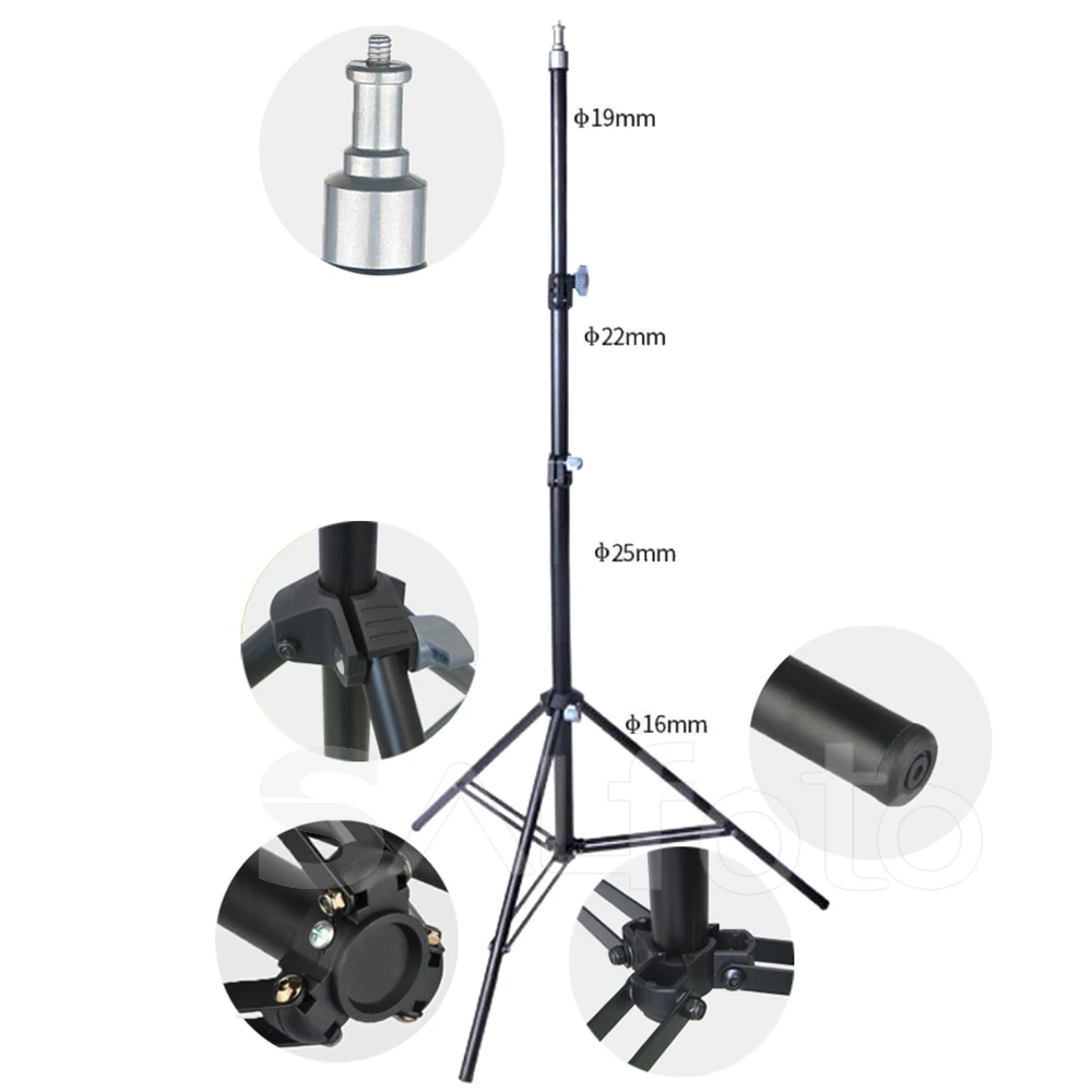 2m Photo Metal Light Stand with 1/4" Screw 200cm Tripod for 5kg Photo Studio Flash Softbox LED Video Lighting Background Support