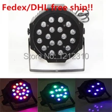 DHL Бесплатная доставка RGB DMX 512 Освещение сцены Бизнес Светодиодные плоский par высокой Мощность свет с профессиональная для партии КТВ диско DJ