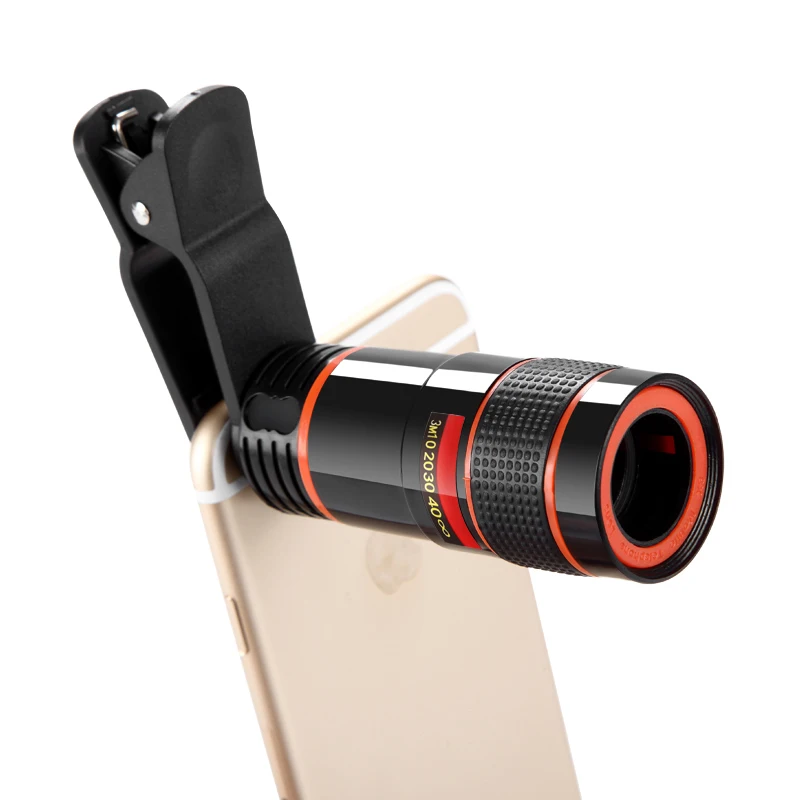Tochung أحادي 8x زووم بصري تلسكوب تليفوتوغرافي عدسة الكاميرا كليب مصغرة أحادي تلسكوب monoscope أسود/أبيض