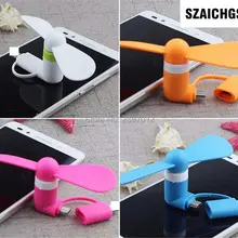 Szaichgsi мини Портативный USB+ Micro USB вентилятор Вентиляторы для Samsung Универсальный Android телефон вентилятор для iPhone 7 6 plus 5 500 шт