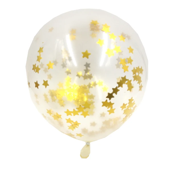 5 шт. 12 дюймов конфетти латексные воздушные шары Романтические свадебные украшения золотые поролоновые прозрачные конфетти воздушные шары товары для дня рождения - Цвет: 855-Gold Star