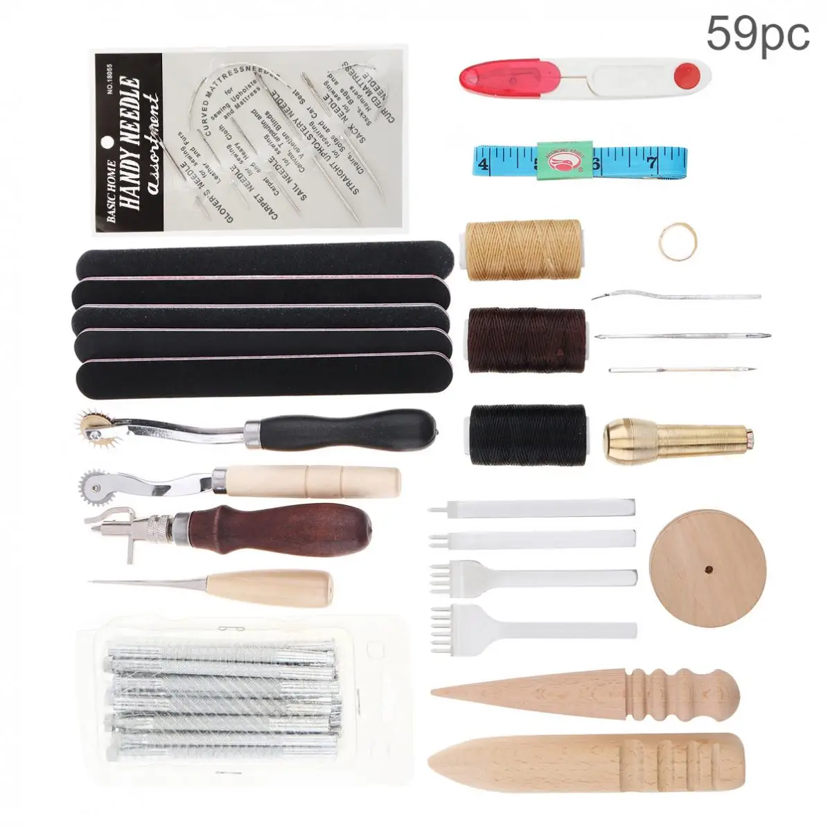 

59pcs Leather Craft Tools Kit Hand Sewing Stitching Punch Carving Work Saddle Leathercraft Accessories Leathercraft Tool Sets