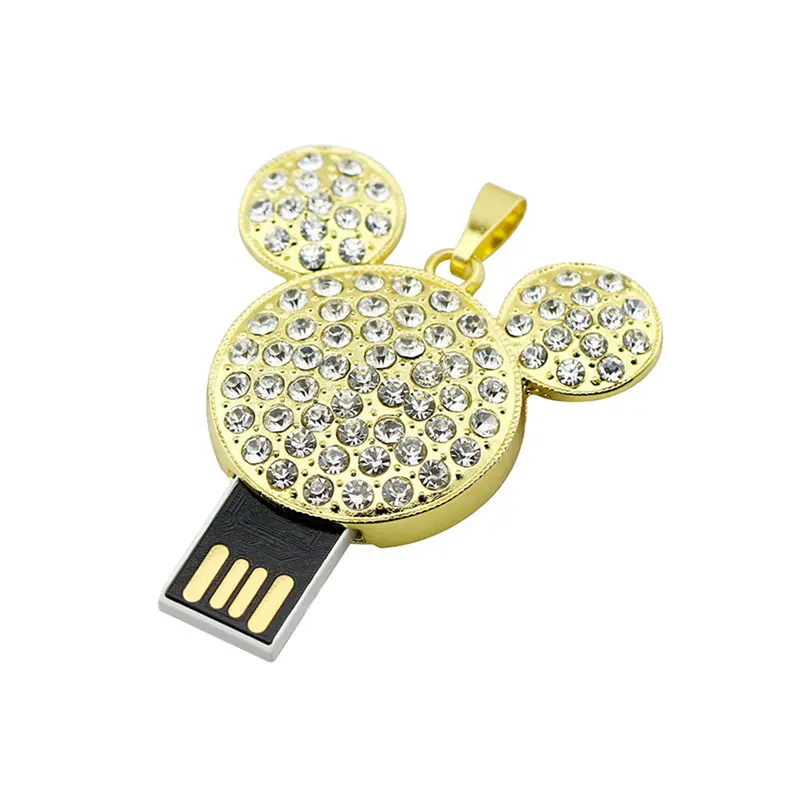 Флешка милая Минни Маус бант USB флеш-накопитель 8 ГБ 128 ГБ алмазное колье с Микки USB флешка Внешняя память накопитель