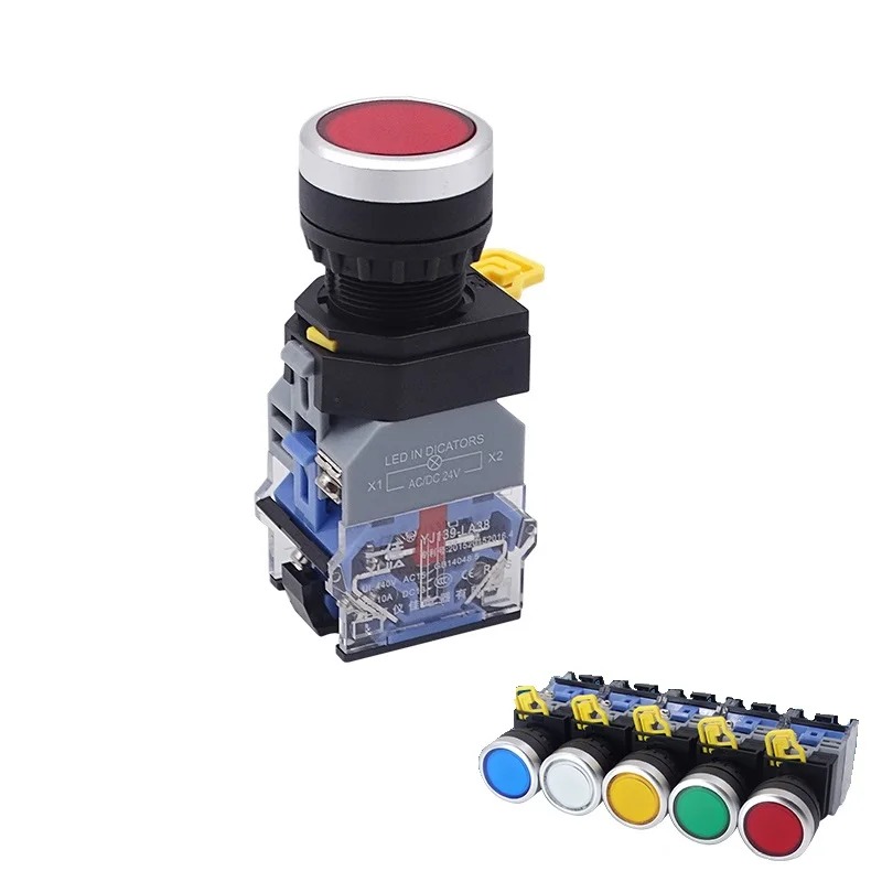 

12V 24V 220V 1NO 1NC Button Switch with light Hole Size 22mm LA38-11DN