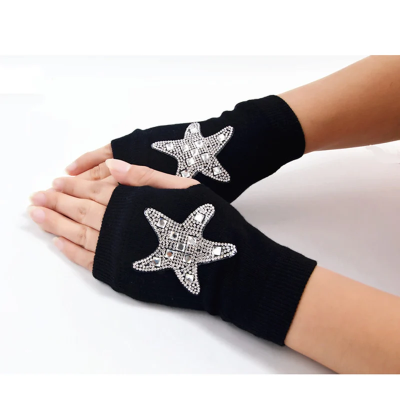 Novetly Симпатичные узоры пальцев мягкие Для женщин перчатки летние трикотажные женские знакомства перчатки короткие варежки милые девушки варежки подарок - Цвет: Star Fish