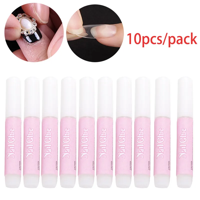 

10pcs Nail Glue Super Strong Adhesive For False Nails Fake Acrylic Nail Rhinestone Beauty Gems Makeup Gel Tips Nail Art Tool