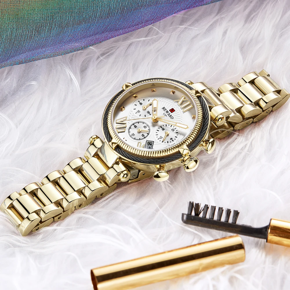 Награда люксовый бренд женские часы полная сталь водонепроницаемые спортивные Кварцевые Хронограф военные часы женские часы Relogio Masculino