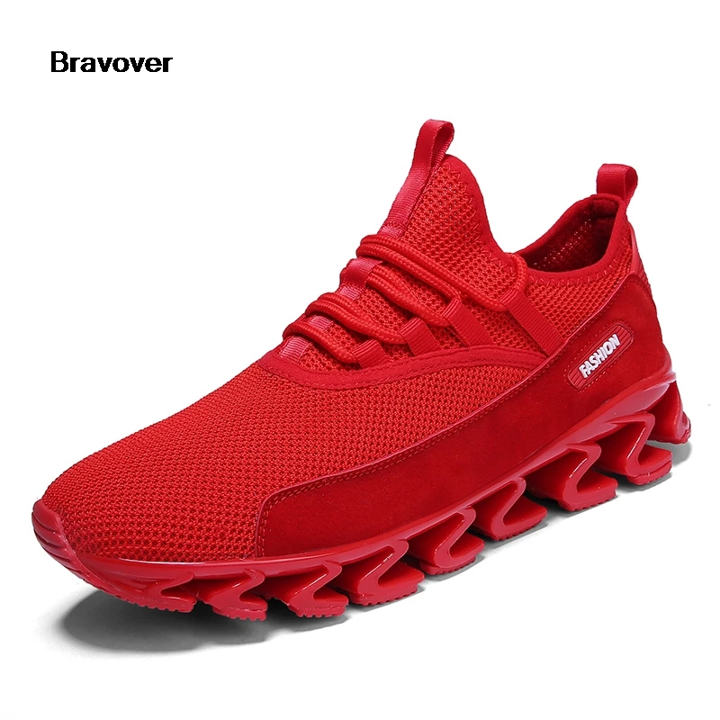 Bravover Zapatillas спортивные мужские уличная дышащая обувь zapatillas hombre Mujer мужские кроссовки со скоростью - Цвет: Red
