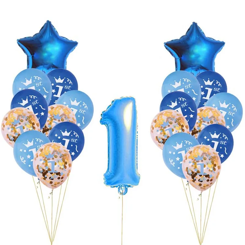 21 шт. с днем рождения латексные воздушные шары в форме звезды воздушный шар из фольги мой 1 год День рождения украшения Дети для предродовой вечеринки - Цвет: Style 2