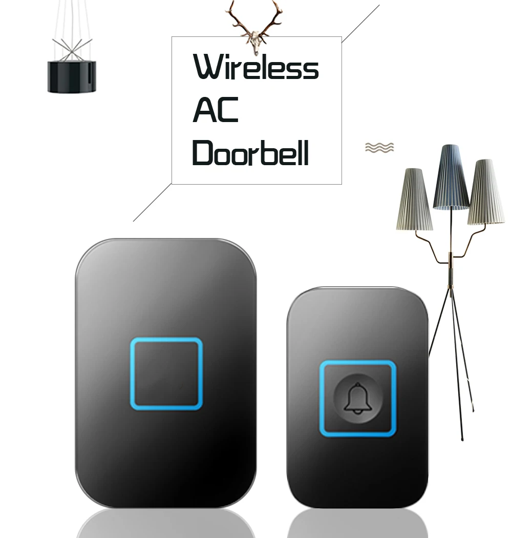 Умный беспроводной водонепроницаемый дверной звонок 2 кнопки 1 2 3 приемник US EUK UK AU Plug домашний светодиодный светильник звонок 300 м Пульт дистанционного управления