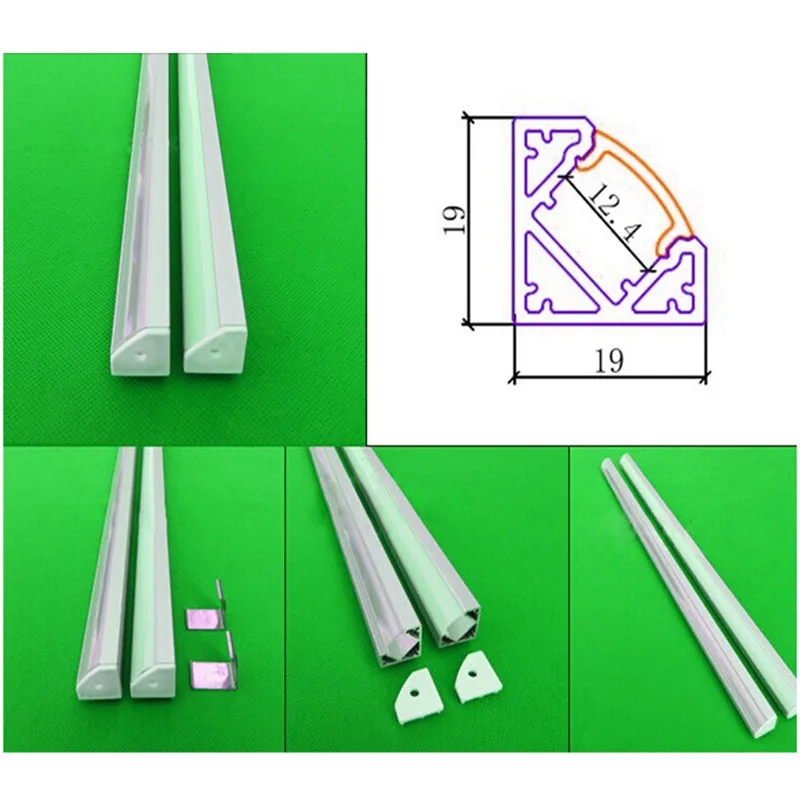М 10X1 м треугольники угловой алюминиевый профиль для светодиодные ленты, молочно/прозрачная крышка 12 светодио дный мм 5630 pcb с фитингами
