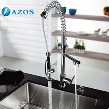 Azos Кухня раковина кран латунный Весна Pull Подпушка носик одноэтажное отверстие крепления Chrome польский Горячий Холодный Смеситель cfdh010