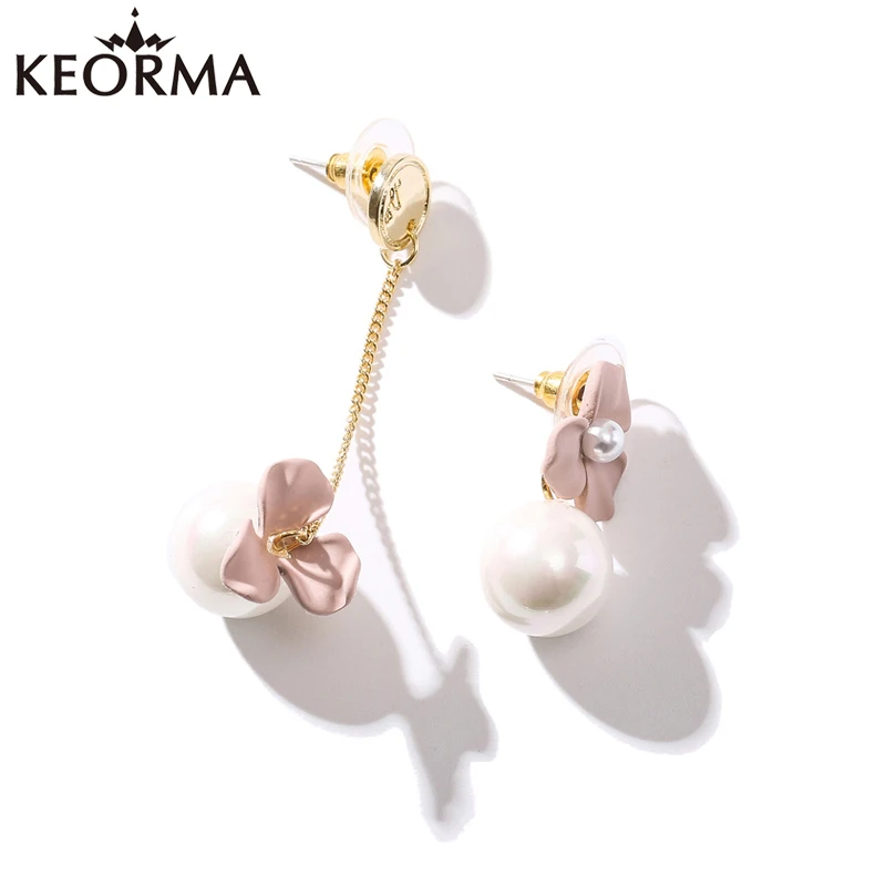 

KEORMA vintage white flower earrings fashion temperament petals earrings for women personalized 925 silver needle earrings