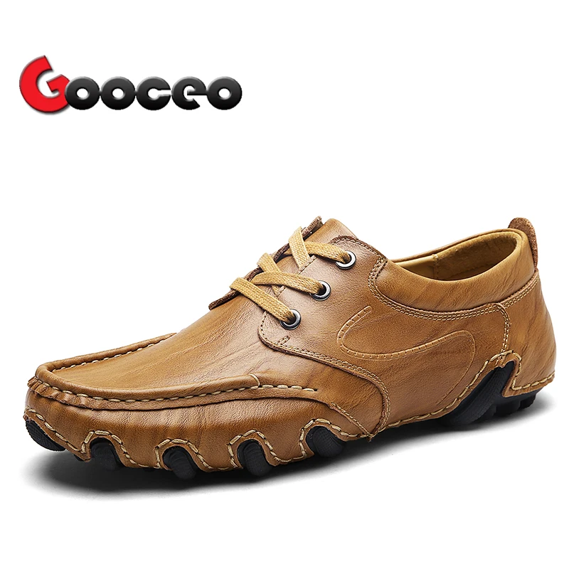 

Men's Flats Driving Shoes Moccasins Summer Spring Leather Flat Breathable Comfortable Casual Handmade Fashion Lace-up For Men