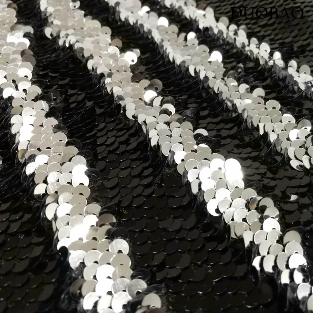 Sequin Fabric By the Yard Black to Silver Sequin Fabric Mermaid Filp Up