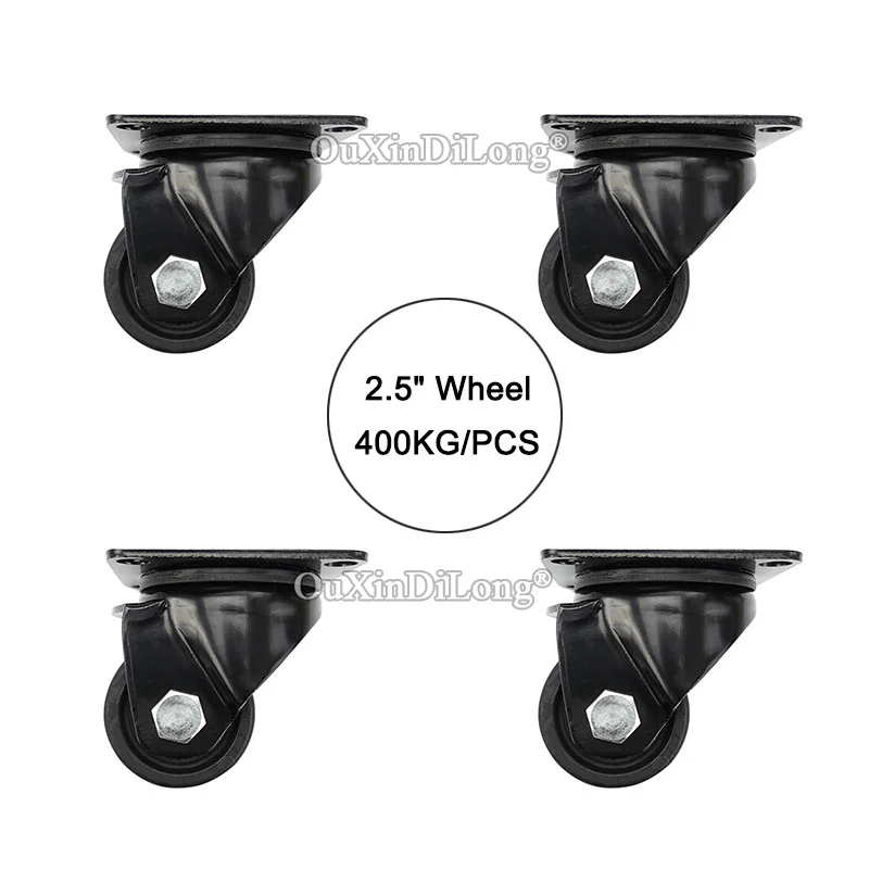 

Brand New 4PCS 2.5Inches Heavy Duty Industrial Casters Wheels Universal Swivel Machine Equipment Casters Bearing 400KG/PCS