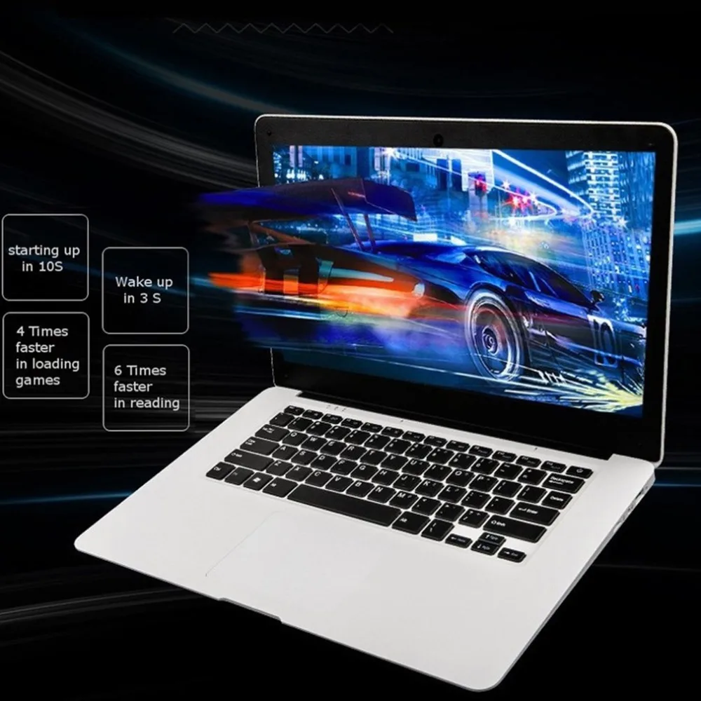 Ультратонкий ноутбук PC 1366 дюймов нетбук 768 14,1 P дисплей пиксель 4 ГБ + 64 ГБ для Windows10