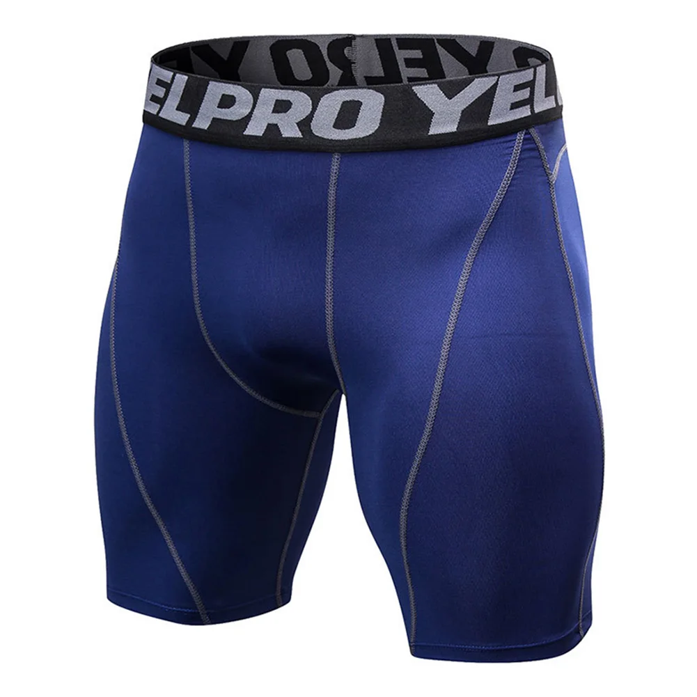 Navy Blue Мужские Компрессионные шорты для спортзала, брюки, спортивные дышащие быстросохнущие колготки, тонкие, для фитнеса, TC21 - Color: Navy Blue