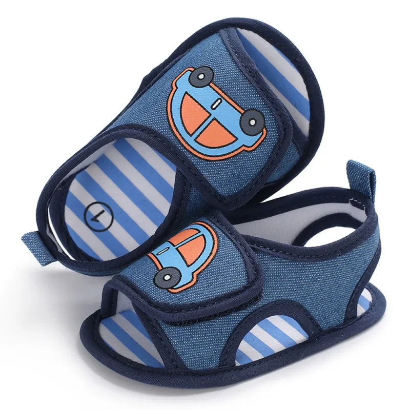

Newborn Baby Boys Shoes Infant Toddler Car Print Crib Footwear Blue Soft Sole Shoes Child Prewalke