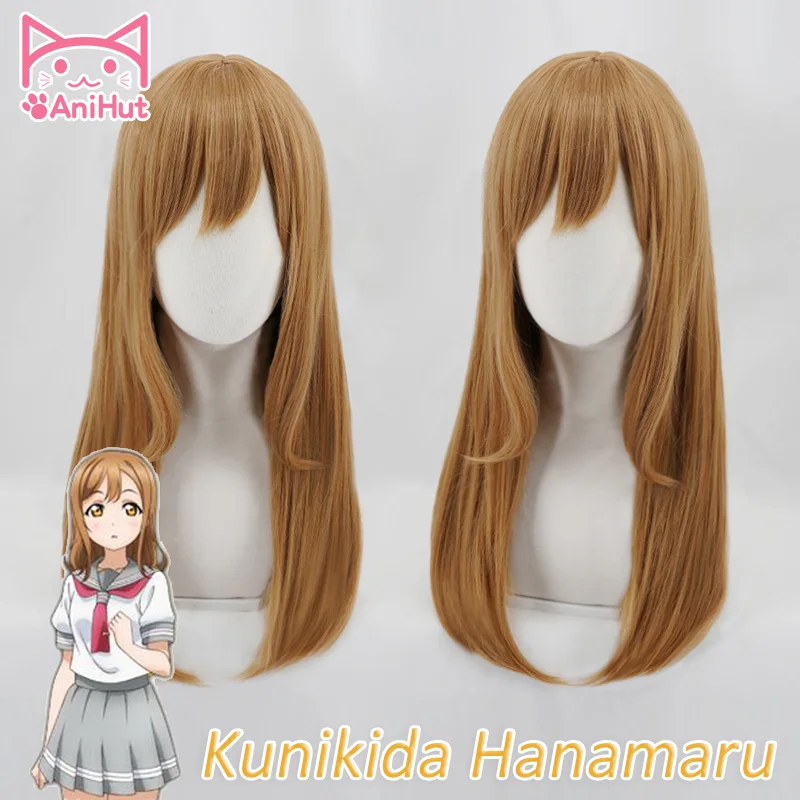 【AniHut】Kunikida Hanamaru Wig Love Live Sunshine Cosplay Blonde 60cm Synthetic Hair Kunikida LoveLive | Тематическая одежда и