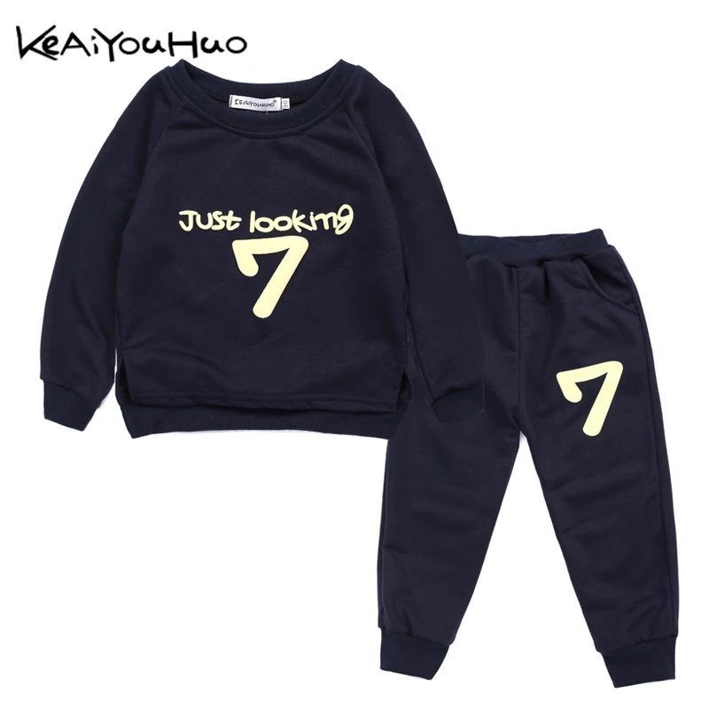 KEAIYOUHUO/осенне-зимняя детская одежда для мальчиков и девочек футболка с буквенным принтом+ штаны комплект из 2 предметов Рождественский костюм комплект одежды для детей