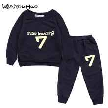 KEAIYOUHUO/осенне-зимняя детская одежда для мальчиков и девочек футболка с буквенным принтом+ штаны комплект из 2 предметов Рождественский костюм комплект одежды для детей