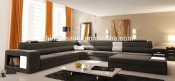 

Genuine leather living room sectional modern sofa set