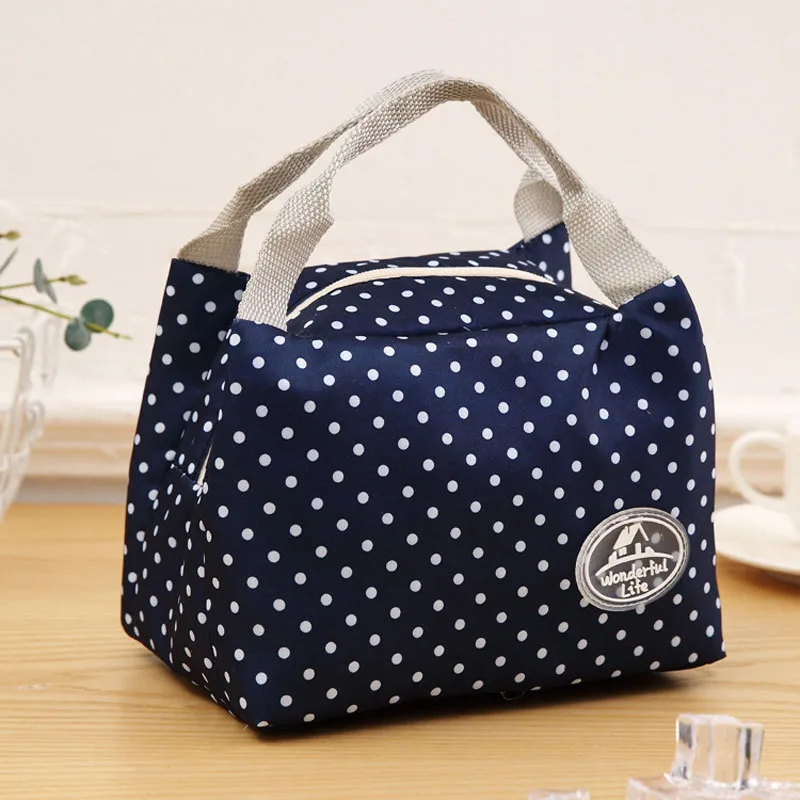 Fashion Simpl etriped Dot Portable Lunch box Bag Thermal Insulated Cold ...