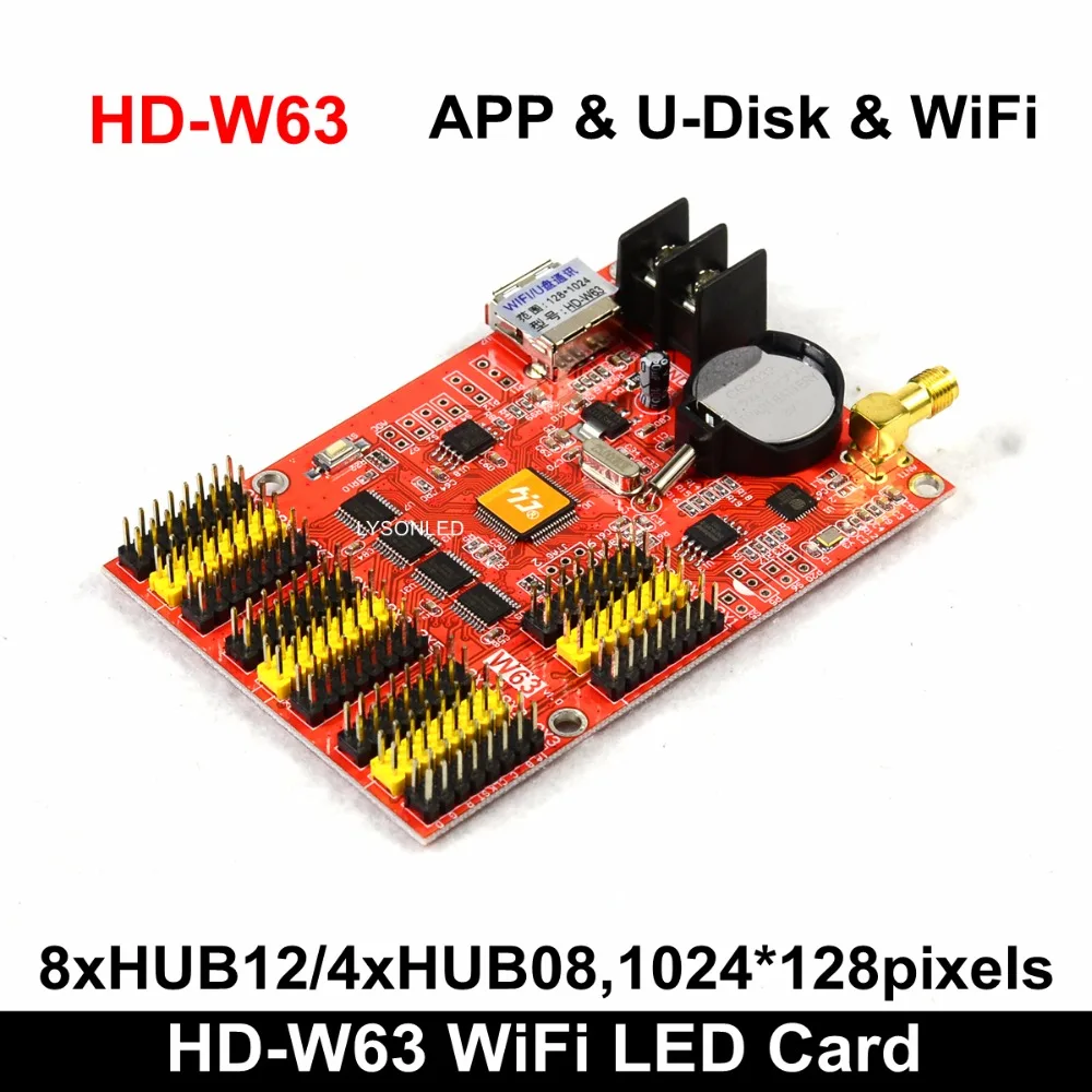 Huidu HD-W63 USB-Disk + Wifi P10 светодиодный Дисплей Модуль управления карта, светодиодный ART приложение один и двойной Цвет контроллер резервного