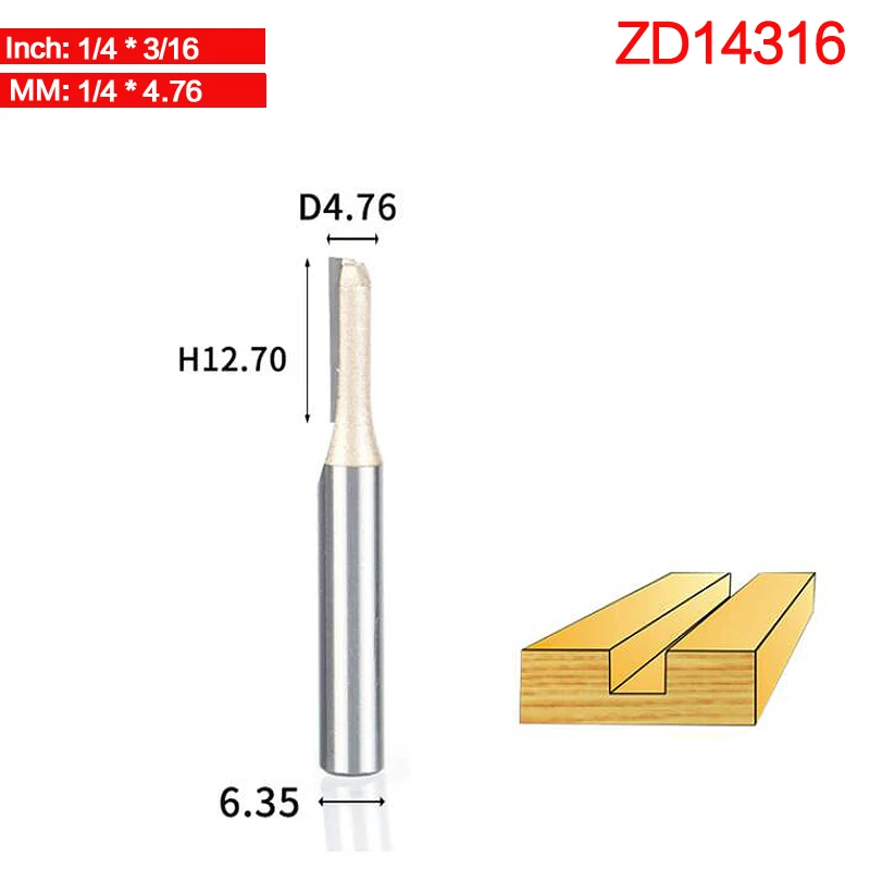 Tideway 1/" хвостовик 2 флейты прямой бит Деревообрабатывающие инструменты фрезы для дерева, карбида вольфрама Концевая фреза - Длина режущей кромки: ZD14316