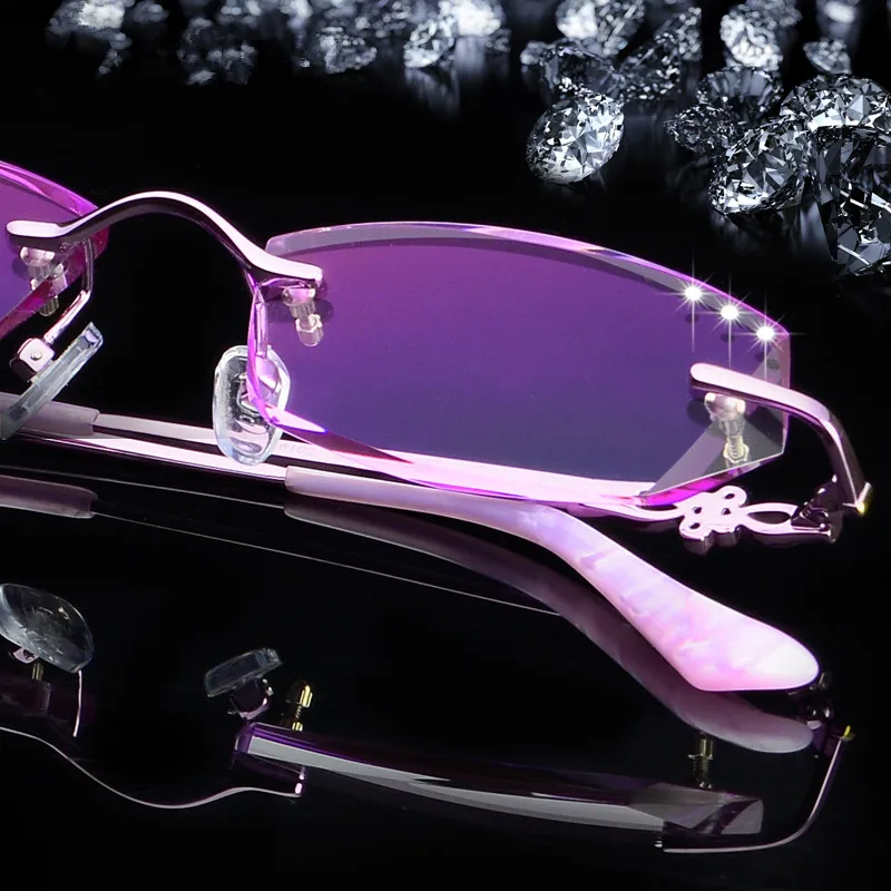 Сверхлегкие очки без оправы, женские очки, заготовка линзы с титановым бриллиантом, градиент, 117
