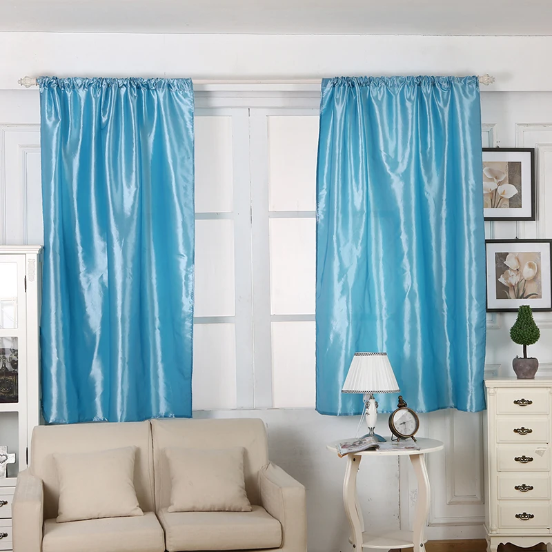 9 видов цветов окна Шторы полу-плотные однотонной атласной ткани для украшения дома Гостиная драпировки стержня карман