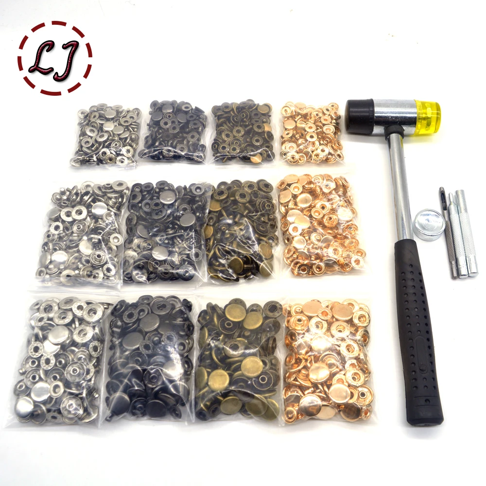 

4 colors(each 30sets) Snap Buttons+4 Tools Metal Press Studs Snap Fasteners for Sewing Leathercraft Clothes Bags Bracelet Belt