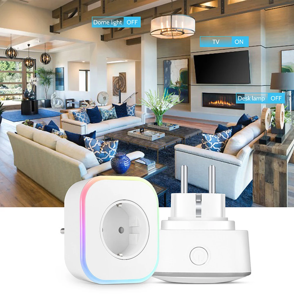 Wifi Smart power Plug домашний WiFi ЕС выход с usb-портом изменение цвета лампы дистанционное управление в любом месте работа с Alexa Google Home