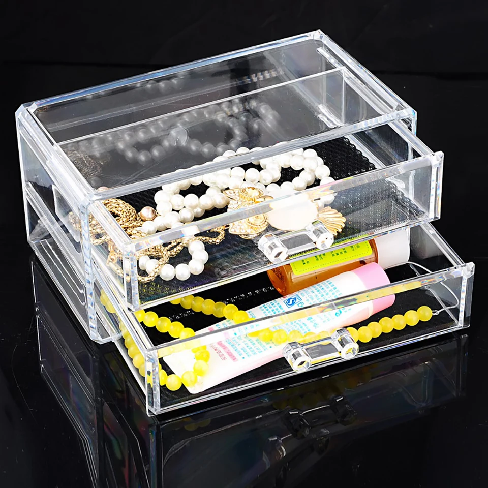  Transparent Acrylic Drawer Cosmetics Storage Box Storage Box Skin Care Products Grid Shelf Dressing
