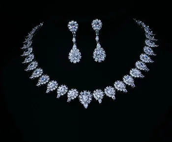 

white clor with white gold-color AAA Clear Cubic Zircon Jewelry Sets ,Earrings /Necklace,Promotion,Nickel Free, Factory price