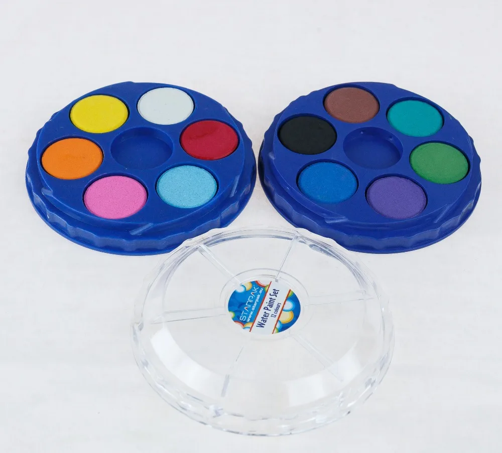 Free Shipping Nontoxic 12 Color Watercolor Painting Set Round Artist
