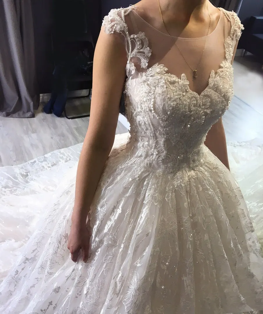

Eslieb Sweetheart Lace Beads Ball Gown Wedding dresses Long Train Wedding dress 2019 Made in China Guangzhou Wedding Dresses